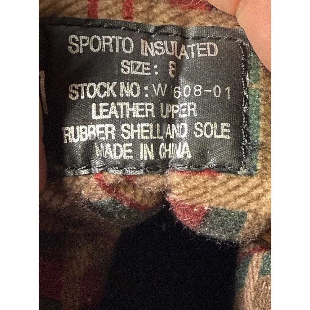Sporto Insulated Duck Boots Women's 8 Tan Brown‎ Leather Rubber Winter
